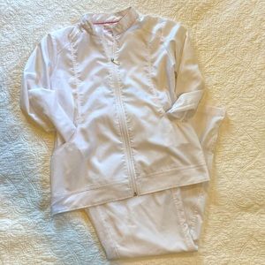 Purple Heart White Scrub Jacket and Pants